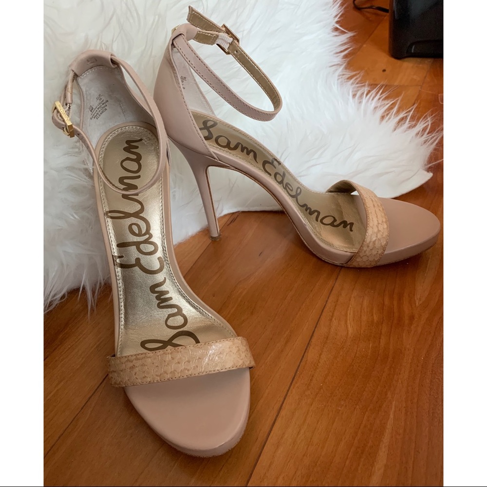 Sam Edelman Sandal Heels Size 8 Blush Pink / Tan